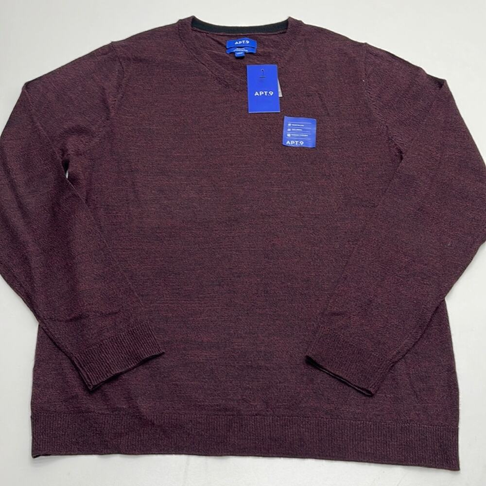 APT. 9 Men’s Medium Burgundy Wool V Neck Sweater